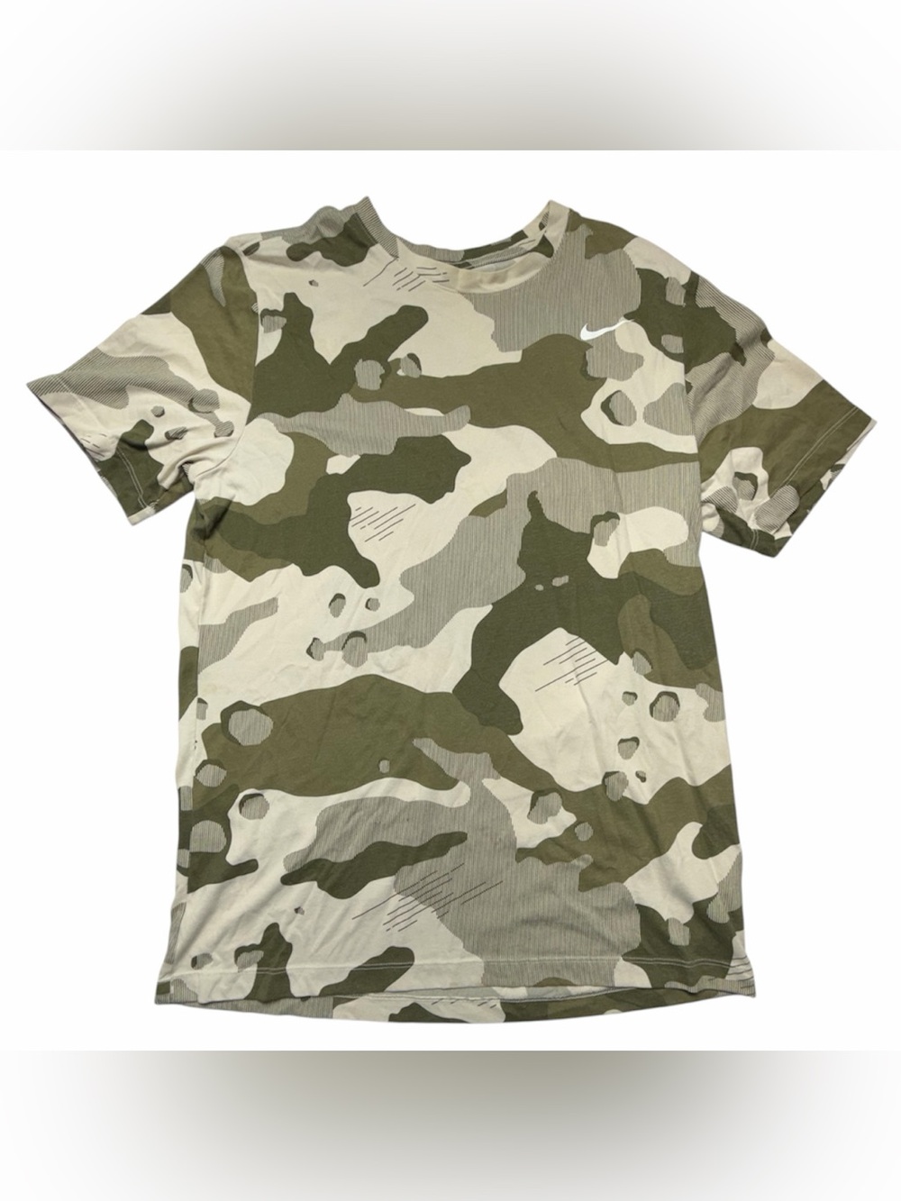Nike Tee Dri-Fit Mens Large Green Camo Athletic Short Sleeve T-Shirt